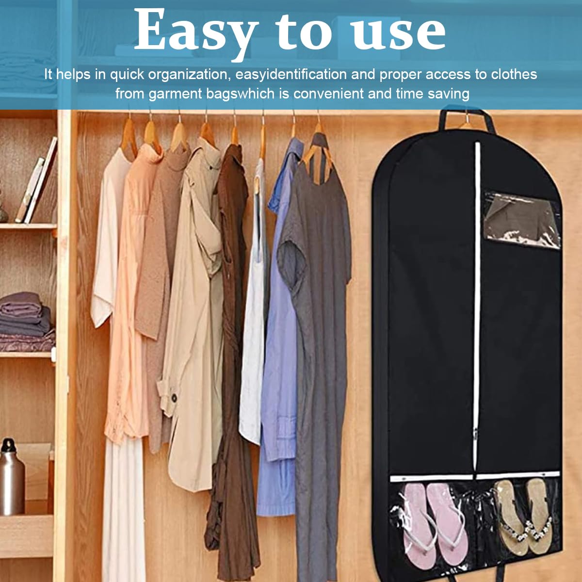 HASTHIP Garment Bags Suit Bags for Travel Hanging Clothes Closet Storage, 50 HASTHIP Garment Bags Suit Bags for Travel Hanging Clothes Closet Storage, 50